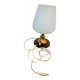 Lampe de table vintage en verre avec base en bois