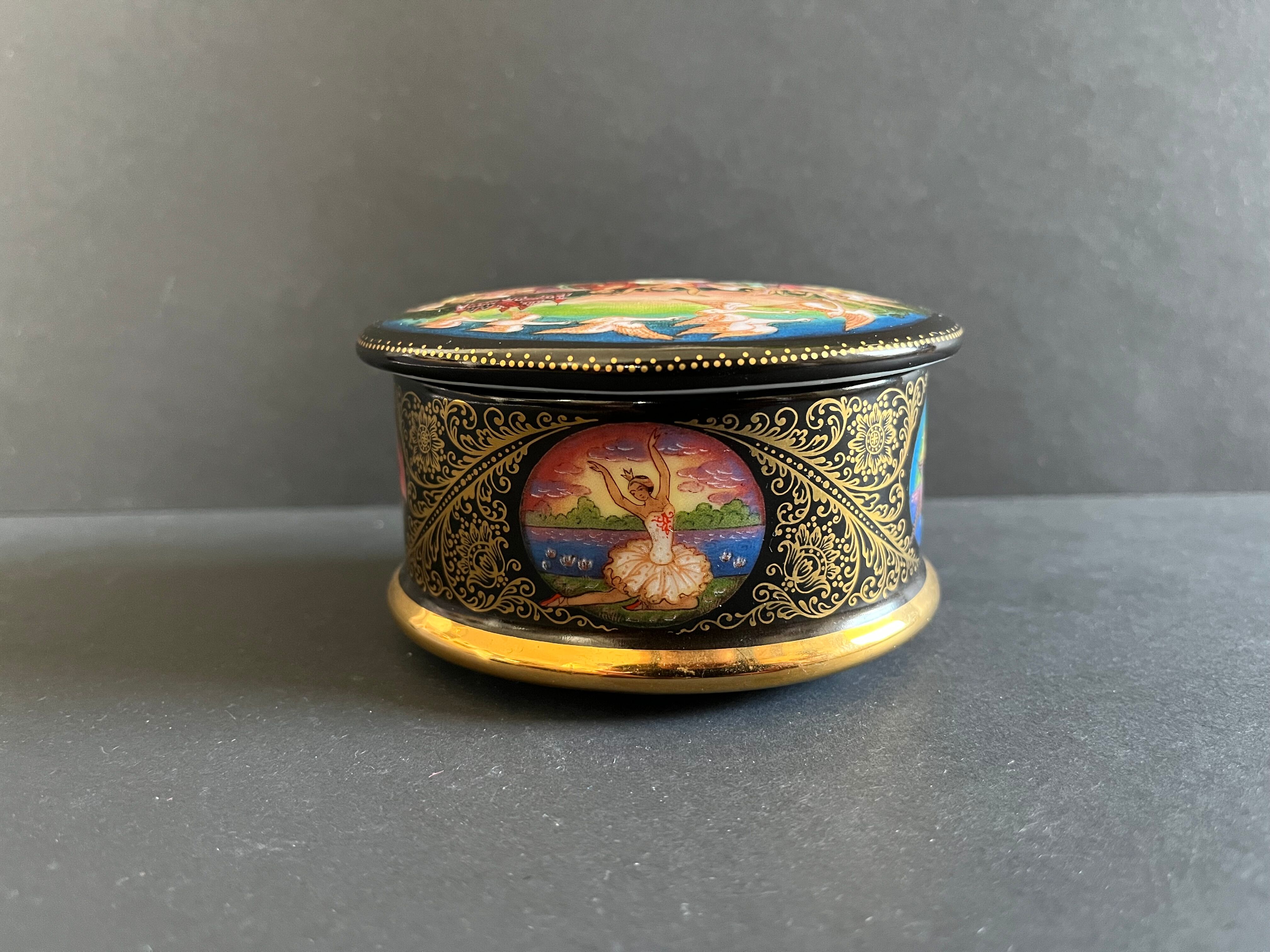 Music Box Swan Lake Tchaikovsky 1992 Ardleigh Elliot Porcelain Russian Ballet