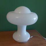 Mushroom lamp peill putzler in white opaline 60'S