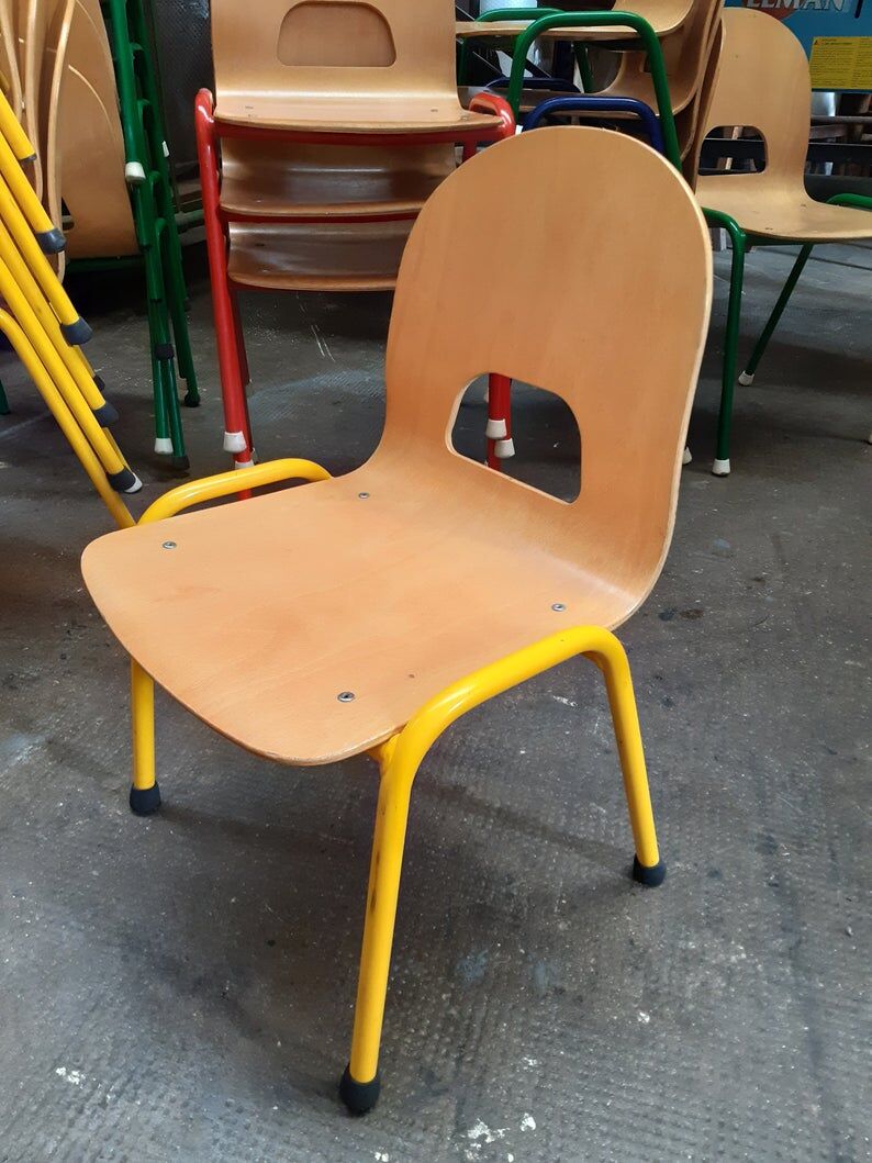 Vintage school children's chair 1970 wood