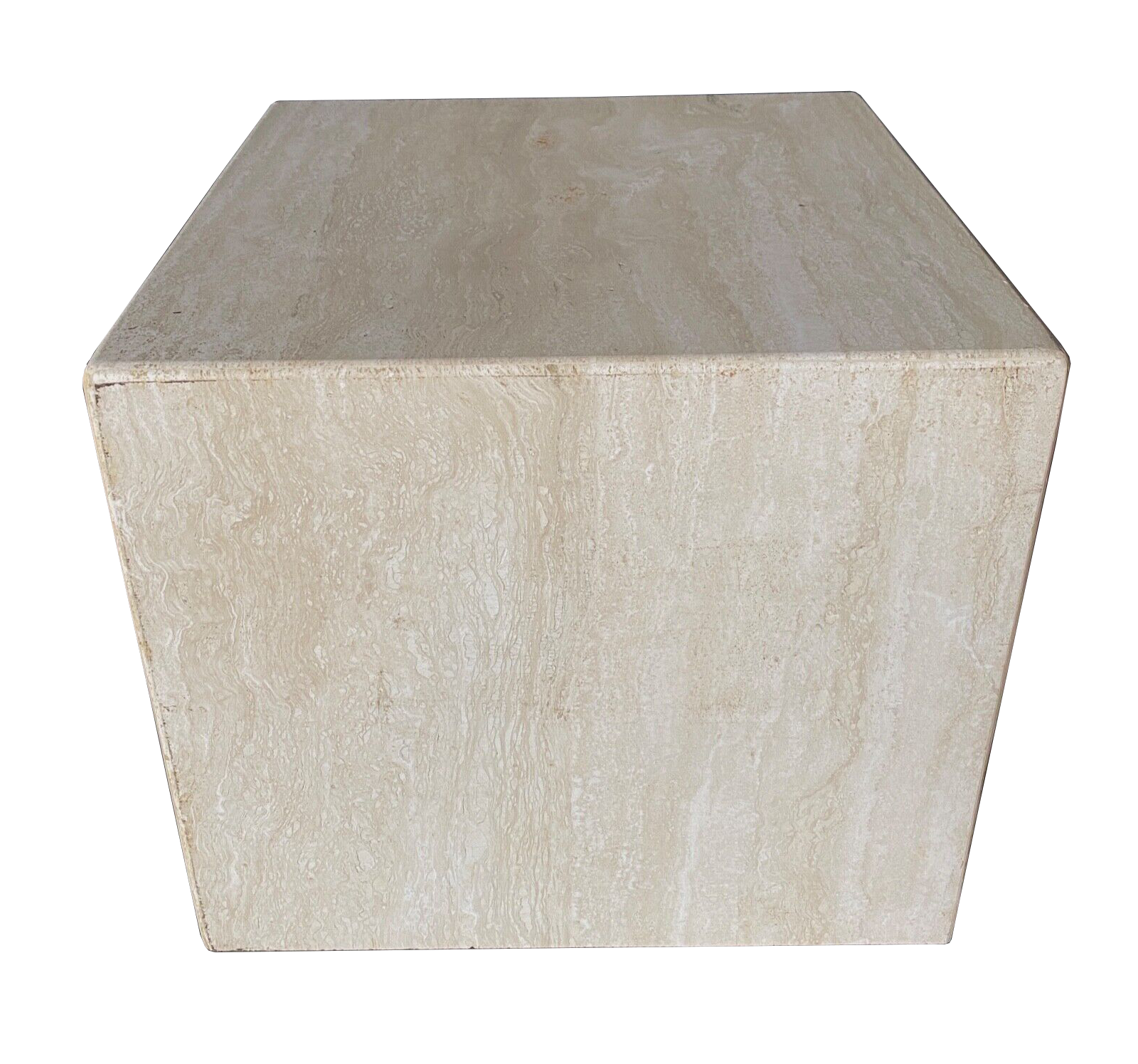 Cube en travertin table de chevet ou socle vers 1970-1980