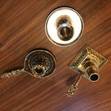 Lot de 3 bougeoirs en laiton et métal argenté