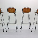 Set of 4 leather barstools
