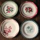 Set of 6 mismatched Art Deco red green yellow dinner plates Digoin