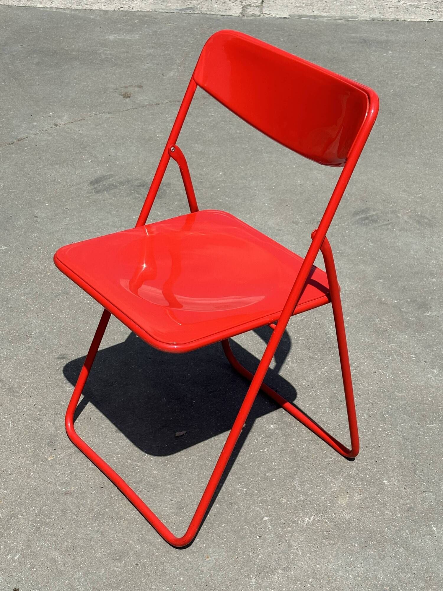 Vintage TED Folding Chair Design by Niels Gammelgaard 1980s Ikea in Red