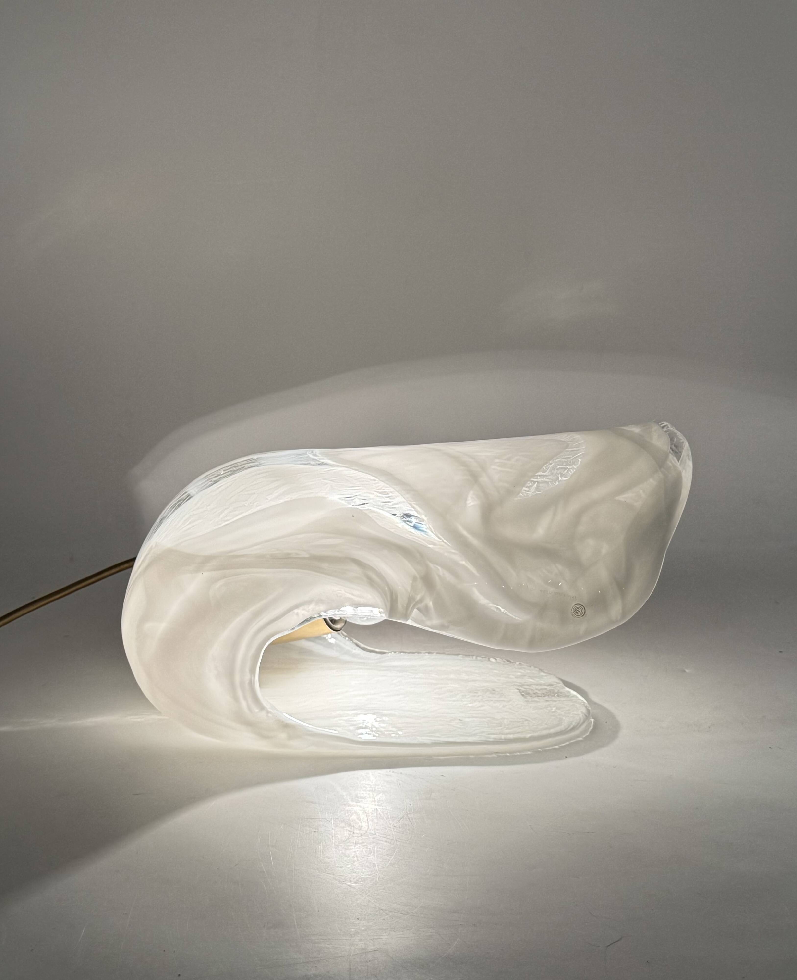 Murano blown shell shaped glass sculptural table lamp, La Murrina Italy 197