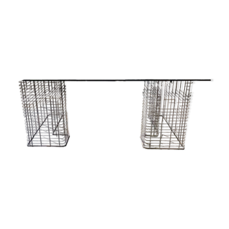 Grand Bureau de direction “Wire” par Terrence Conran - chrome et verre fumé - modulable en Table Basse