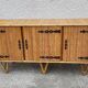 ENFILADE 3 DOORS VINTAGE 1960 IN RATTAN AND WROUGHT IRON