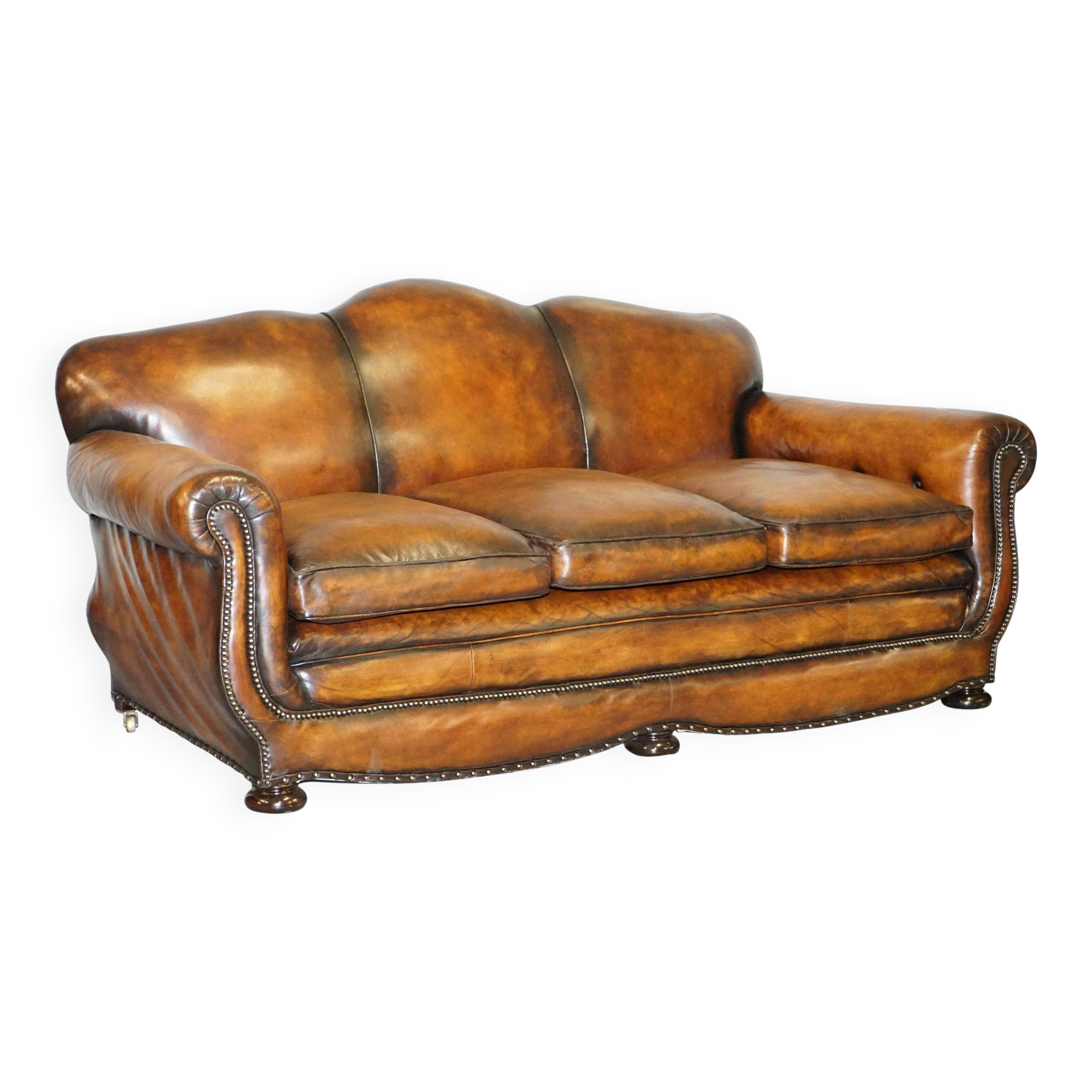 Restored vintage leather sofa from a gentleman's Victorian club.