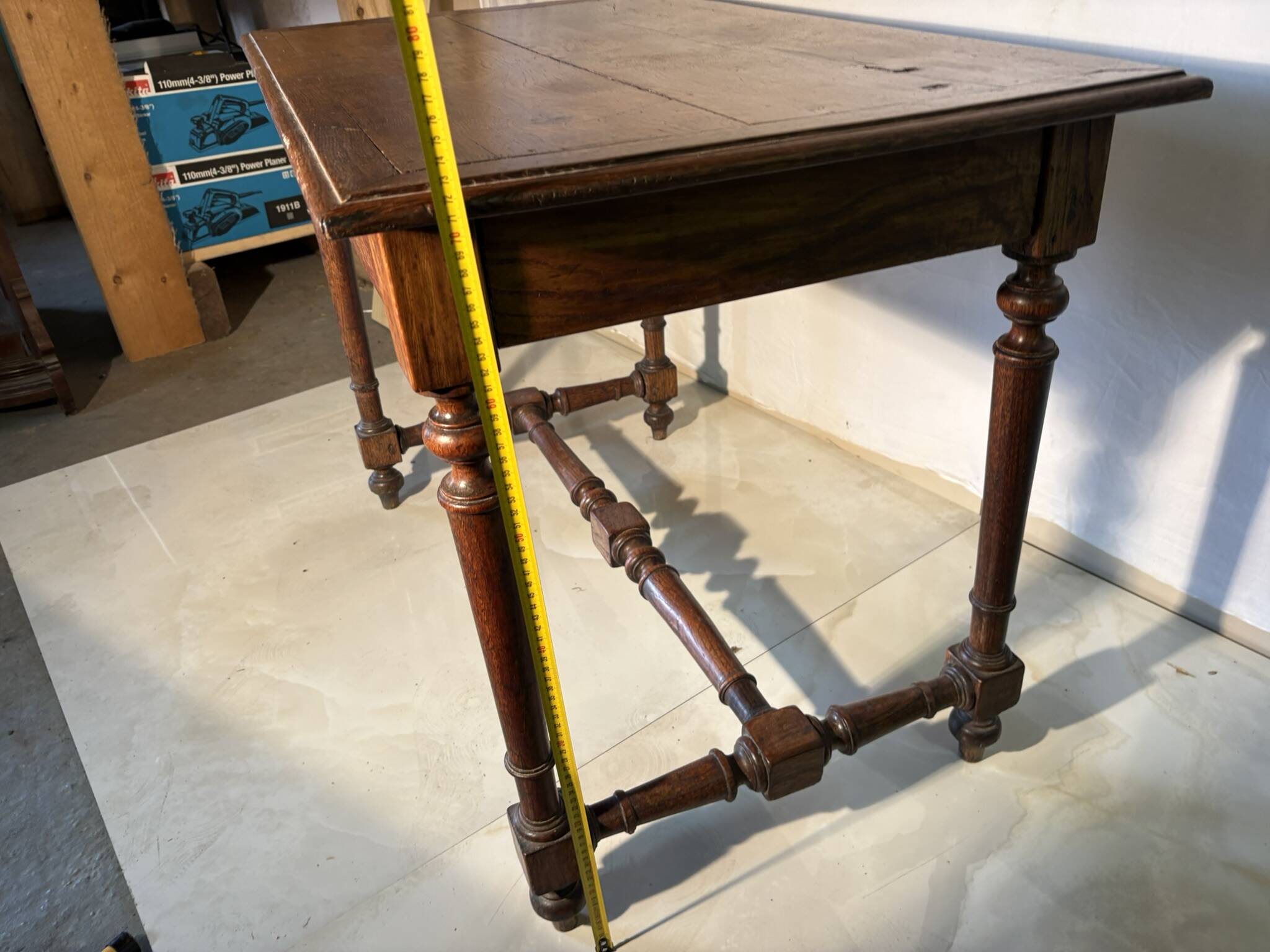 Antique solid wood table with turned legs