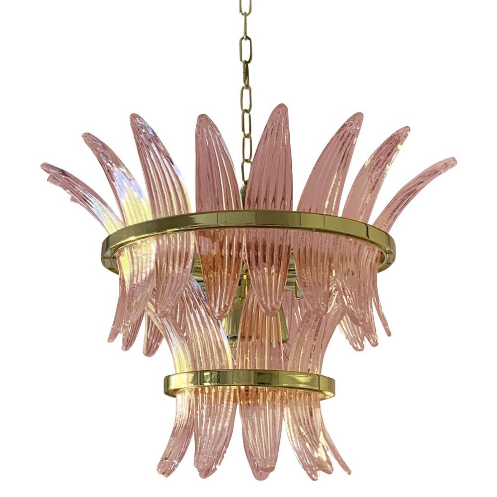 Belt pink “palmette” murano glass chandelier