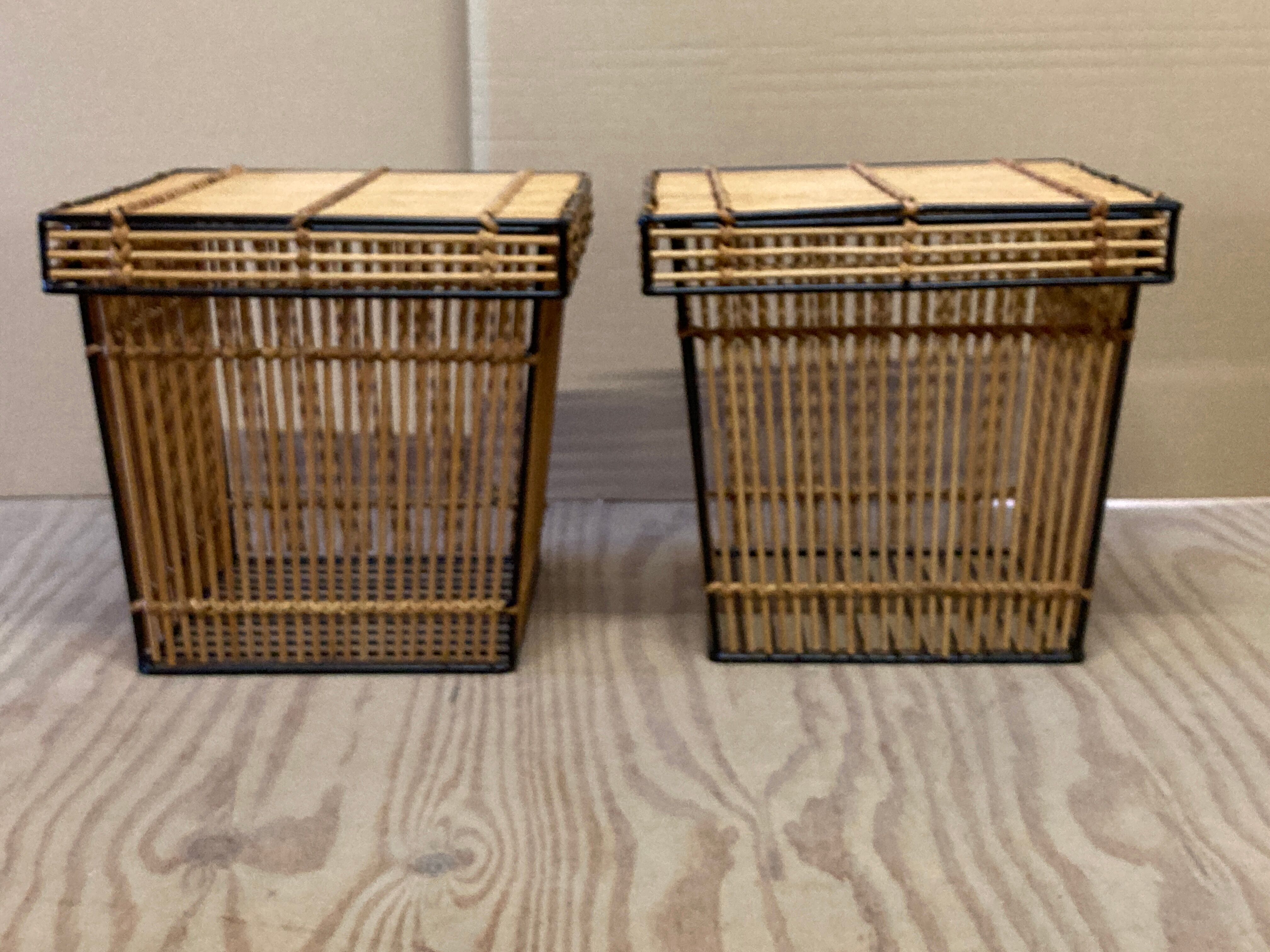 Boîtes ou paniers vintage en rotin et osier par Rohe Noordwolde, années 1960