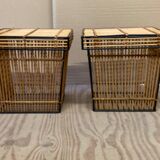 Vintage rattan wicker boxes or baskets by rohe noordwolde, 1960s