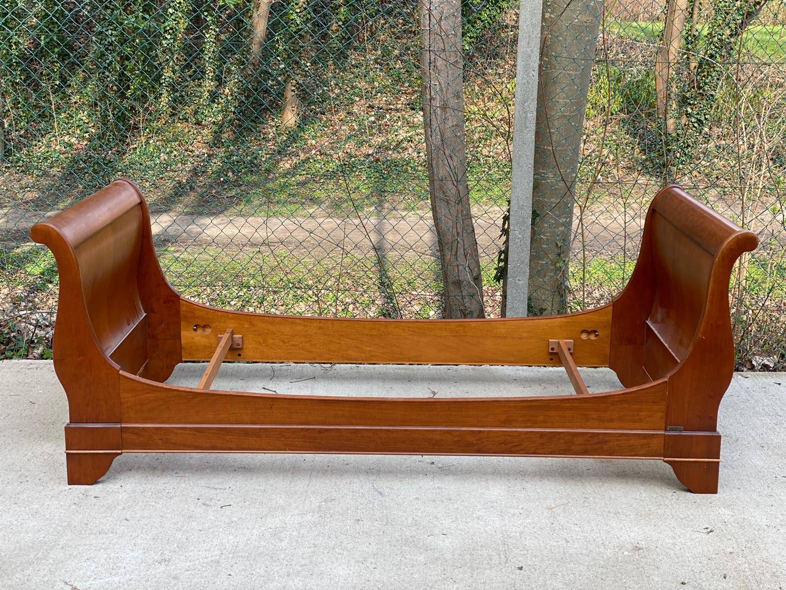 Louis Philippe Grange solid wood sleigh bed with base