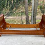 Louis Philippe Grange solid wood sleigh bed with base