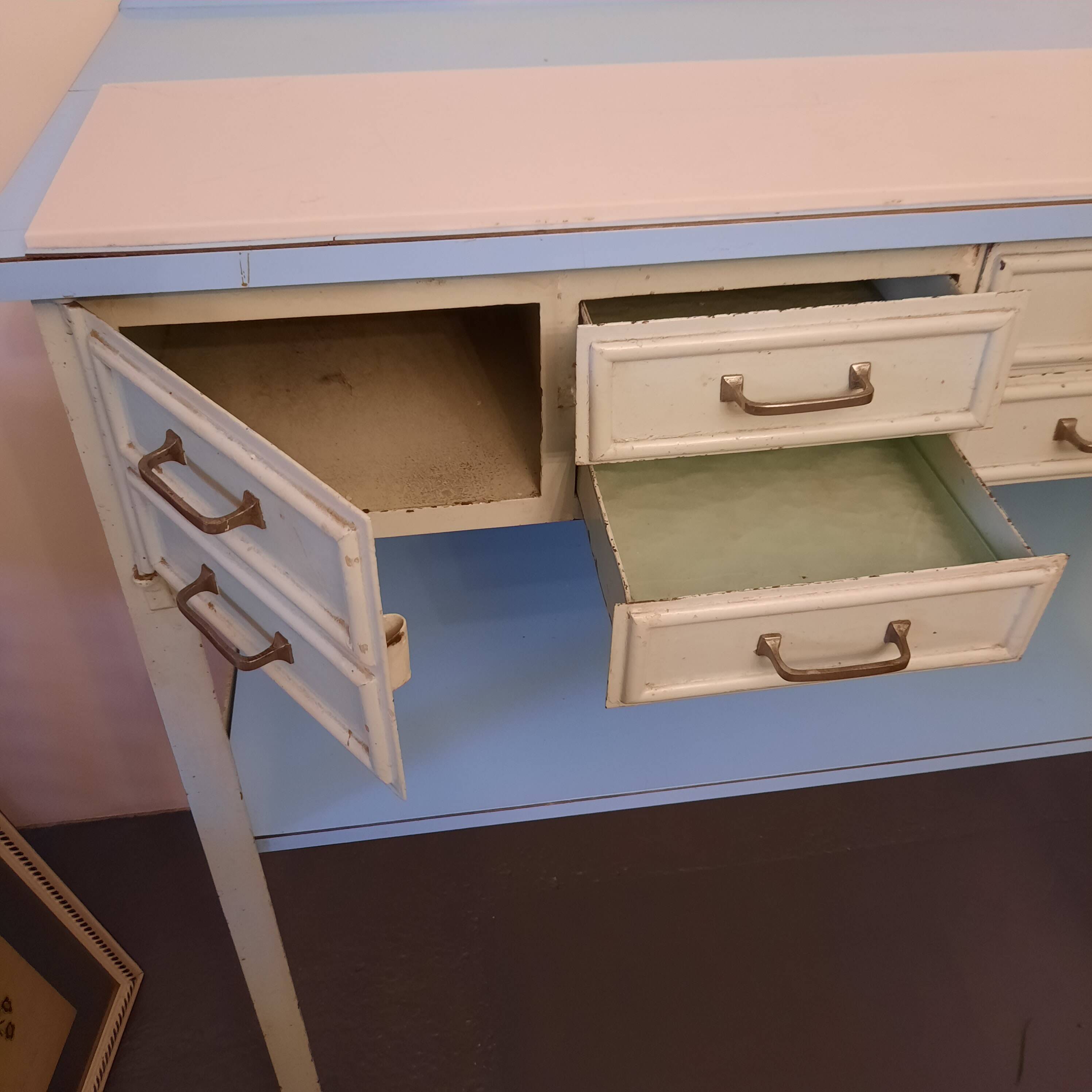 1950s dentist console cabinet