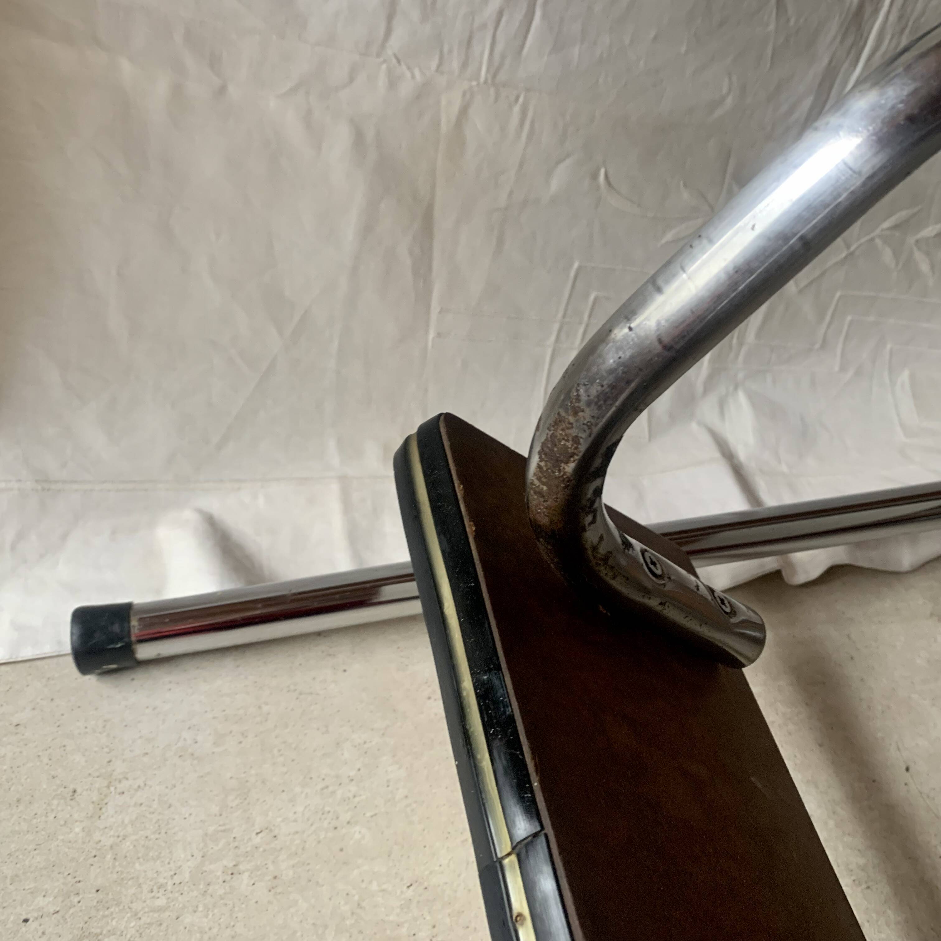 Vintage stepladder in Formica, wood and chromed metal