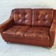 Mid century patchwork tufted patinated leather sofa, 1960s