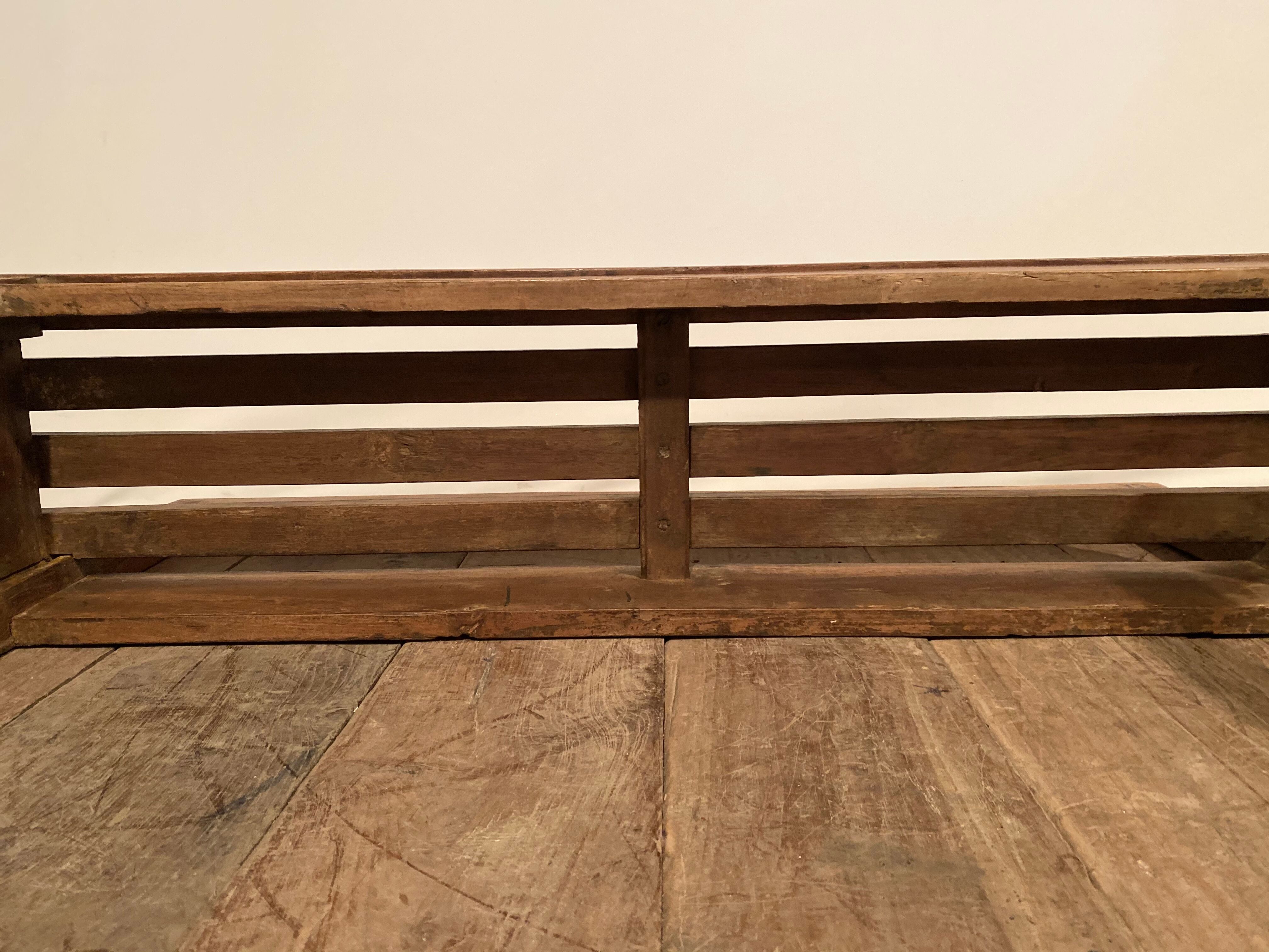 Schoolboys' bench with exotic wooden slats -XXeme