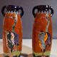 Pair of Art Deco Amphora Vases – Bohemia 1920s – Birds – 38 cm