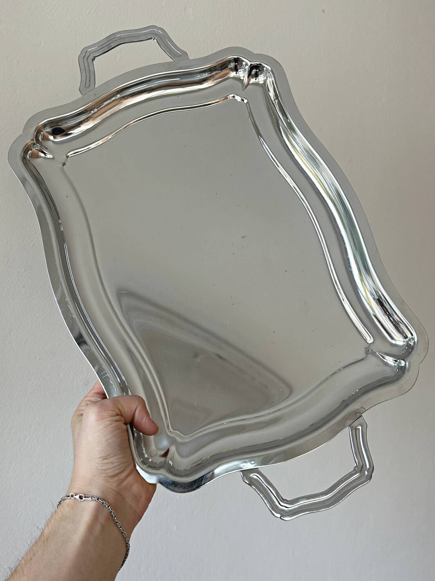Shiny stainless steel plate
