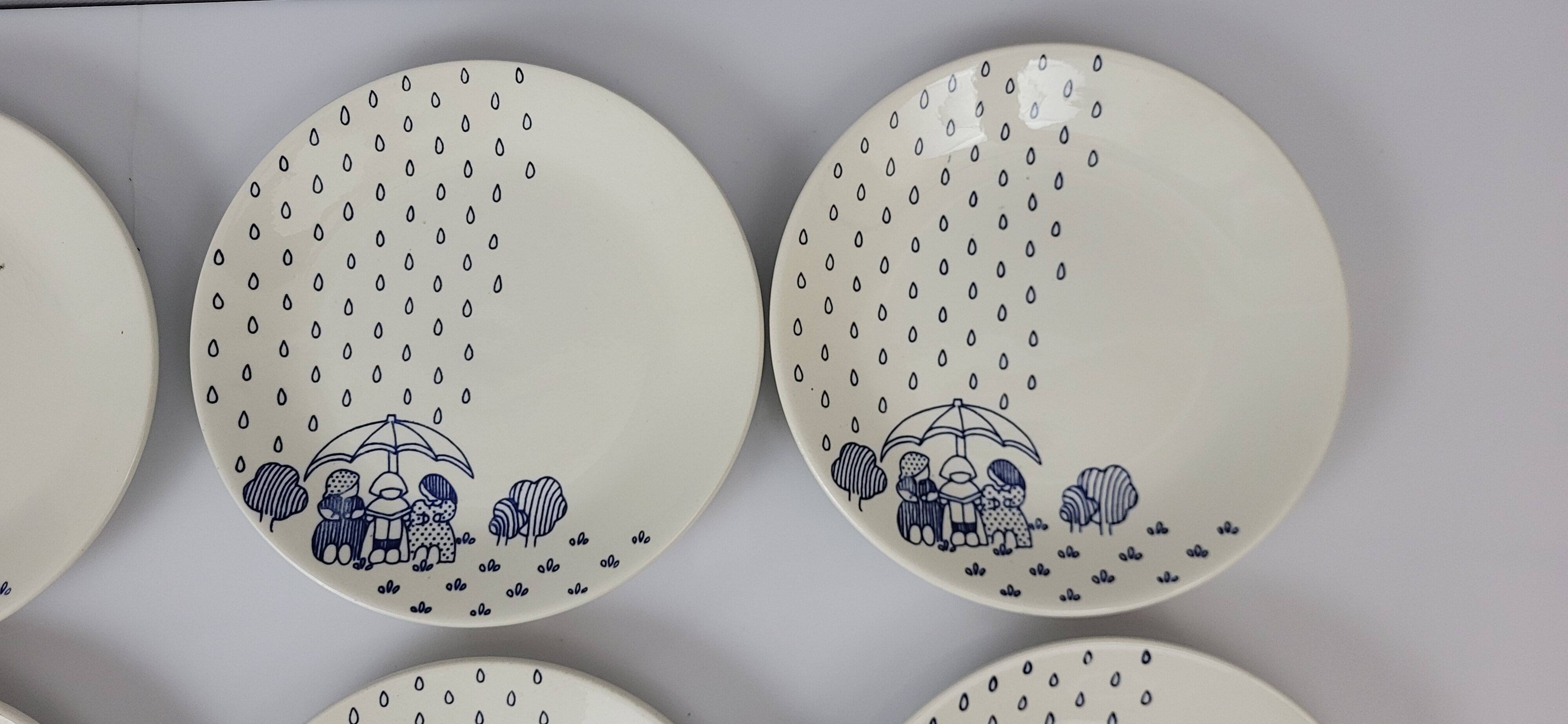 6 Sarreguemines earthenware dessert plates