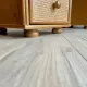 Cane work desk / Rattan glass top 9 drawers shallow depth