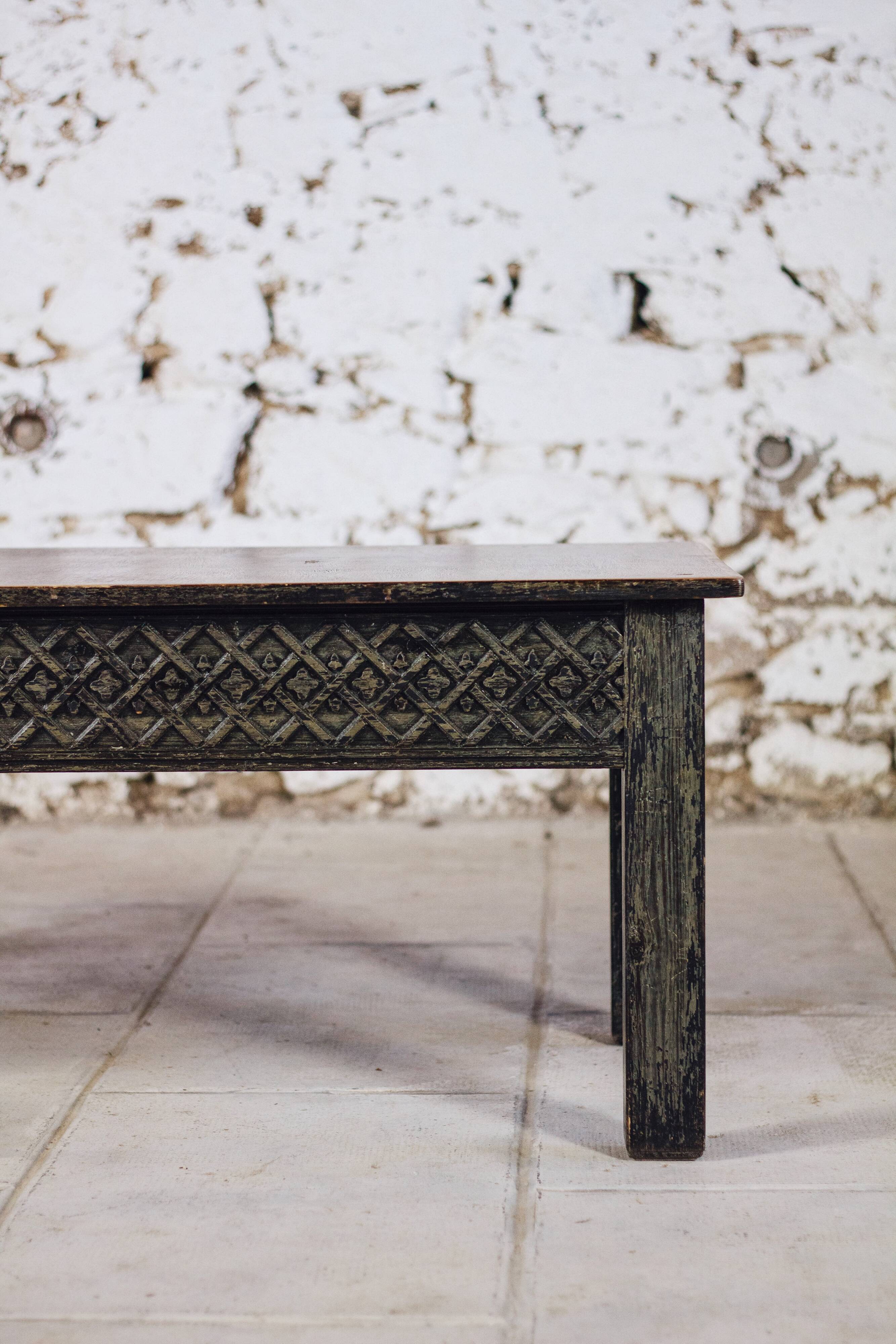Indian carved wooden coffee table