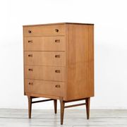 Midcentury Chest of Drawers / Tall Boy in Teak by Nathan. Vintage Modern / Retro / Danish Style / Sc