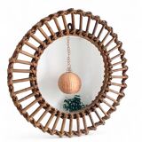 Mid-Century Bamboo Sunburst Mirror, France, Franco Albini Style, 1950s