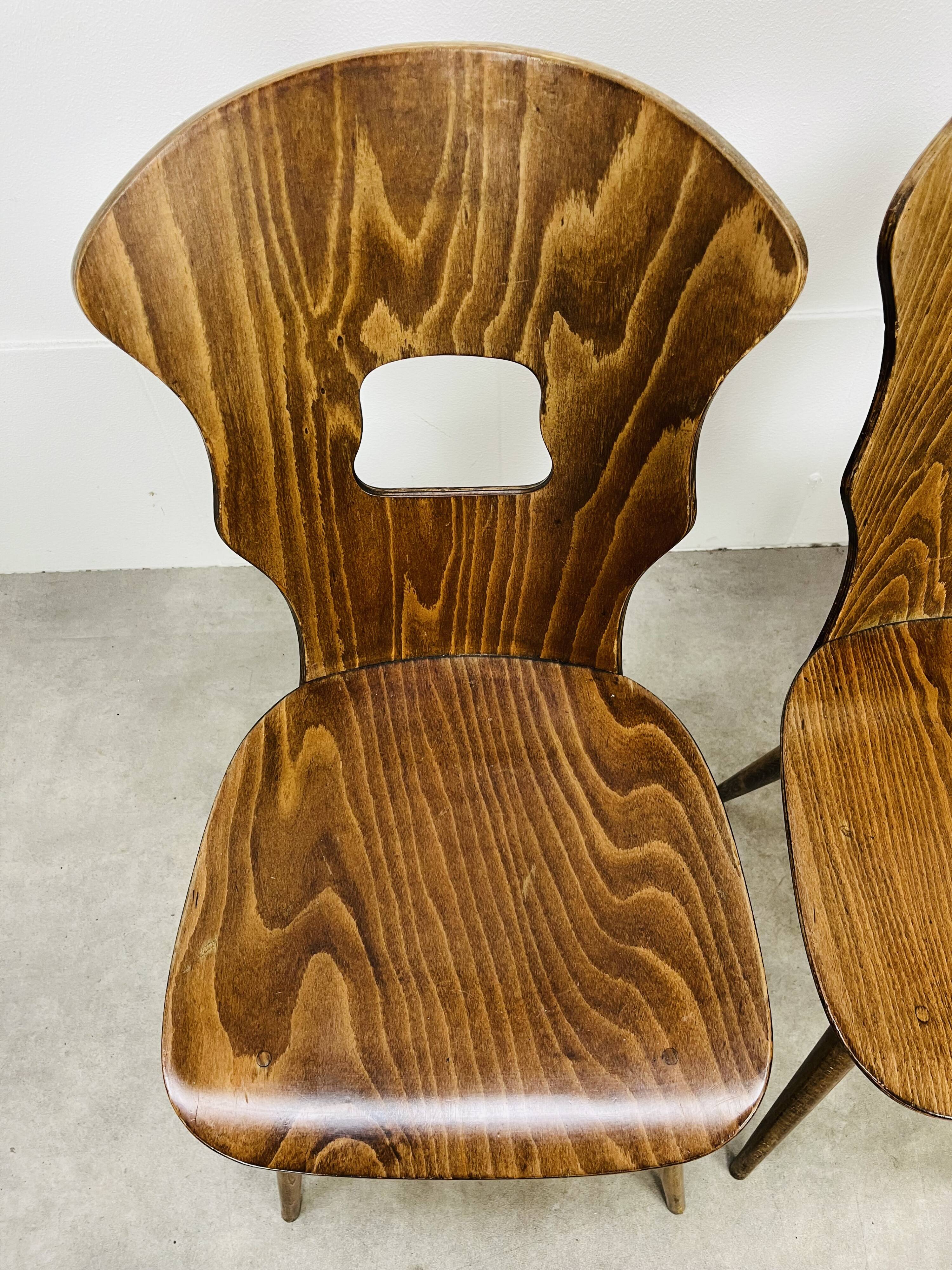 3 Gentiane Baumann chairs from the 60s, bistro style