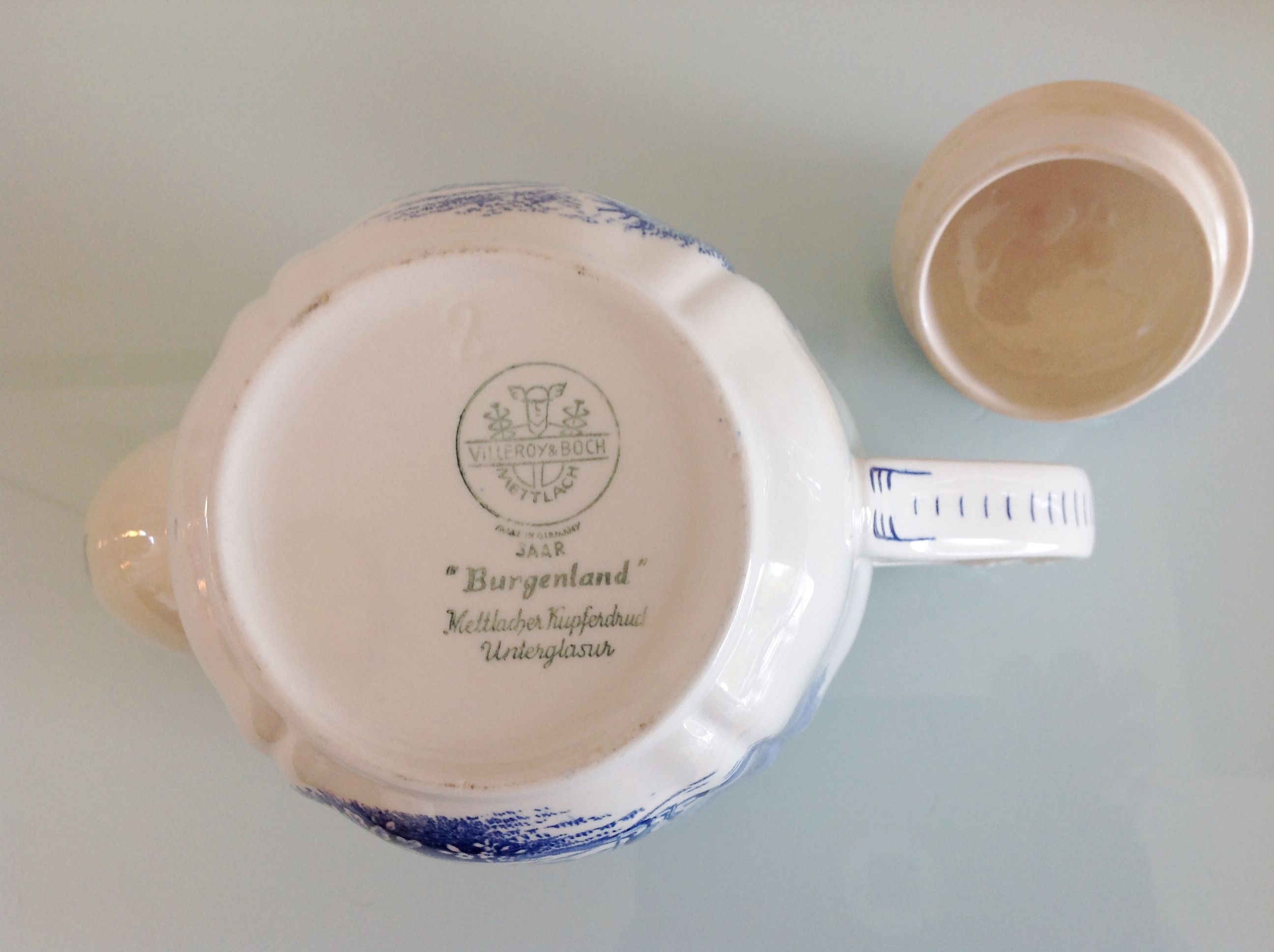 Cafetiere blue Burgenland décor by Villeroy - Boch / vintage 60s-70s