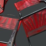 Set de 4 chaises Spaghetti rouges – Design italien 70s – style Belotti