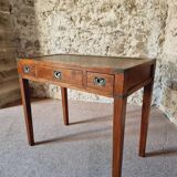 Vintage oak desk – 1970s – Green leather top and 3 drawers