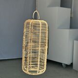 Large lantern-shaped rattan pendant lamp H50 D24