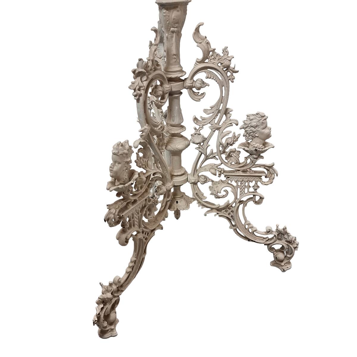 Antique French Cast Iron Side Table with marble top, circa 1890