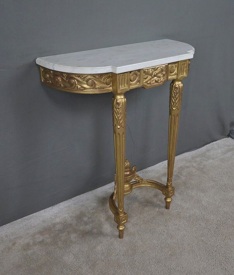 Petite console en marbre et bois doré, style Louis XVI – début XXe