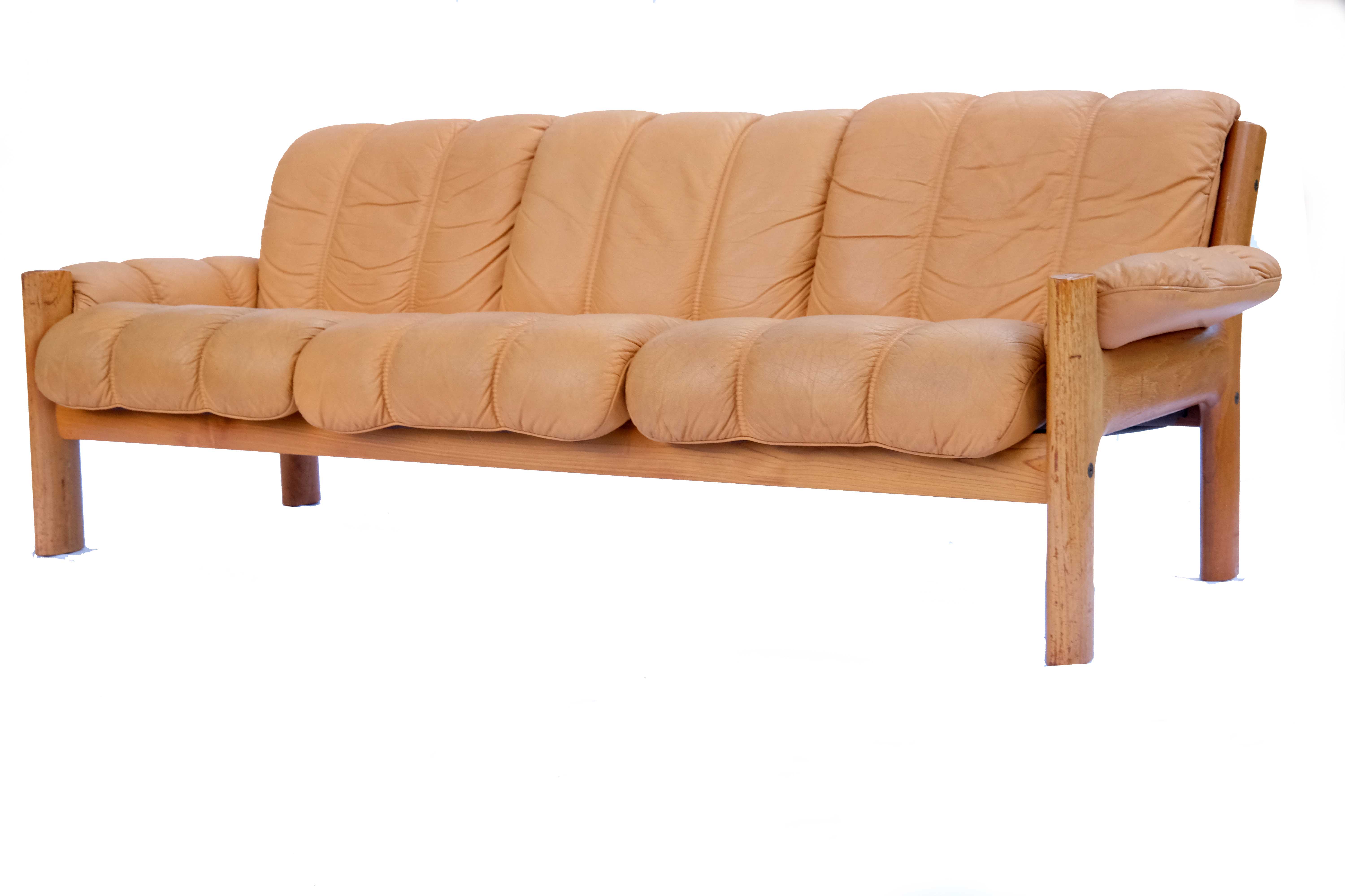 Norwegian modern ekornes teak & leather 3 seater sofa, model montana, 1970’s