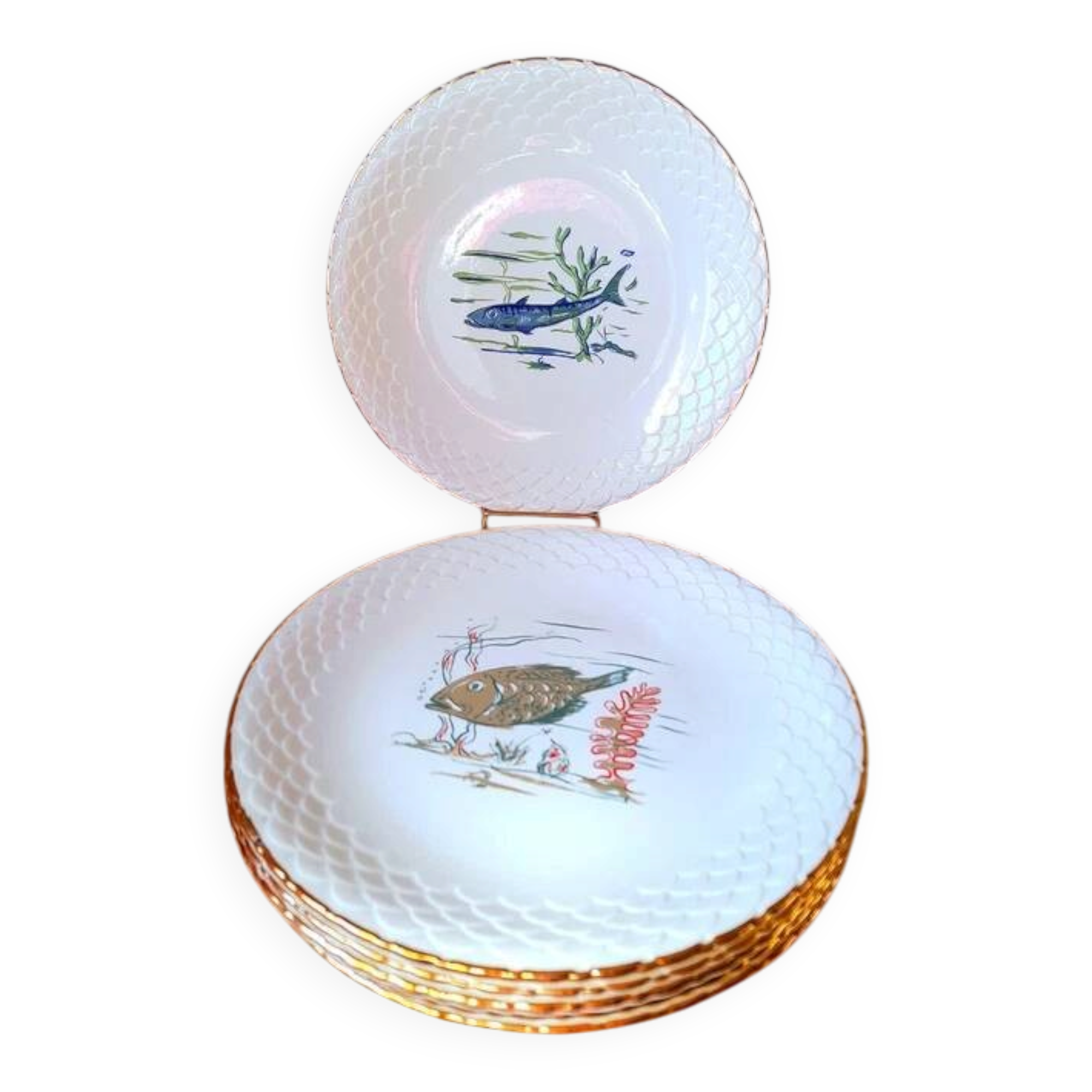 Fish plates in Limoges porcelain