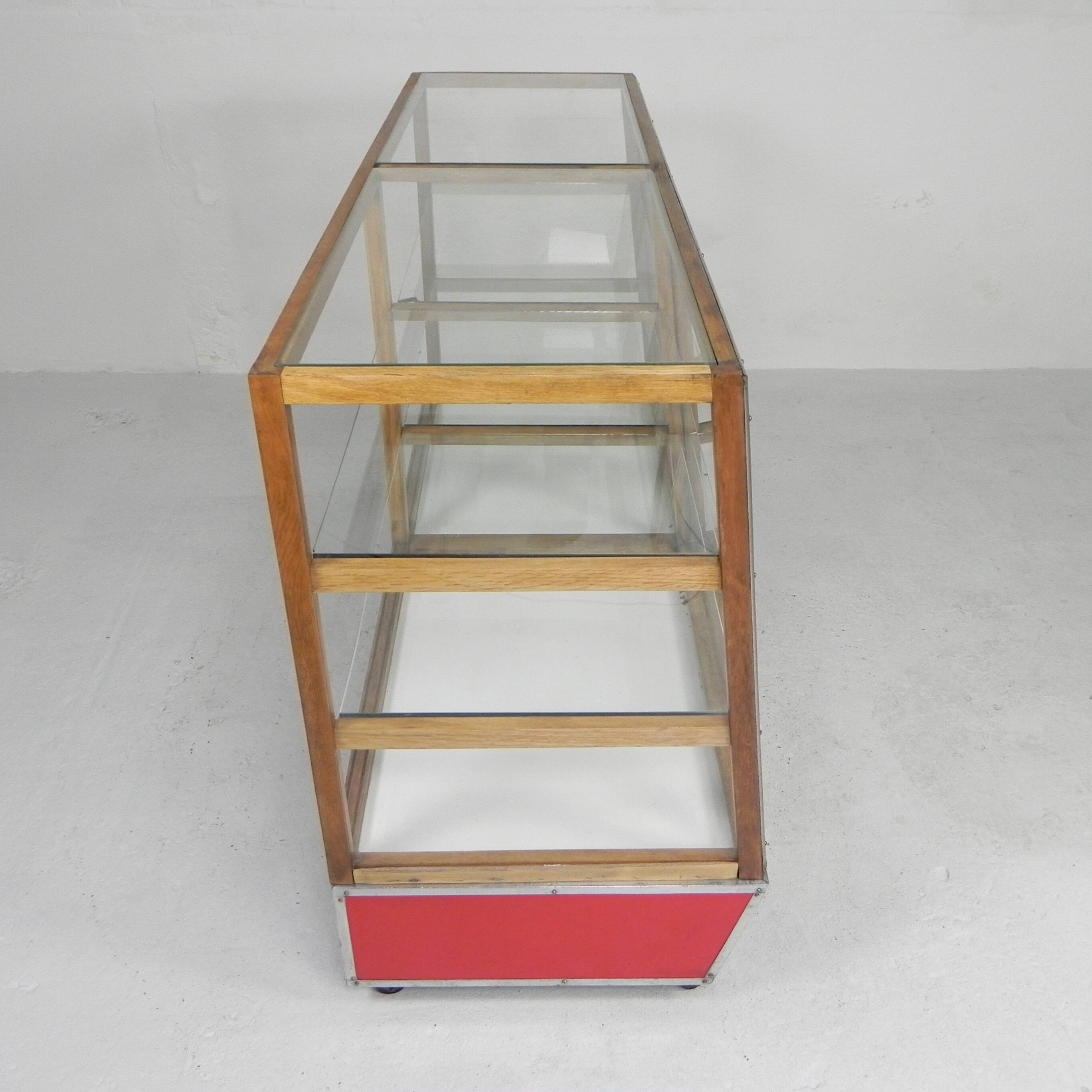 Vintage bakery display case, counter on castors 1950s