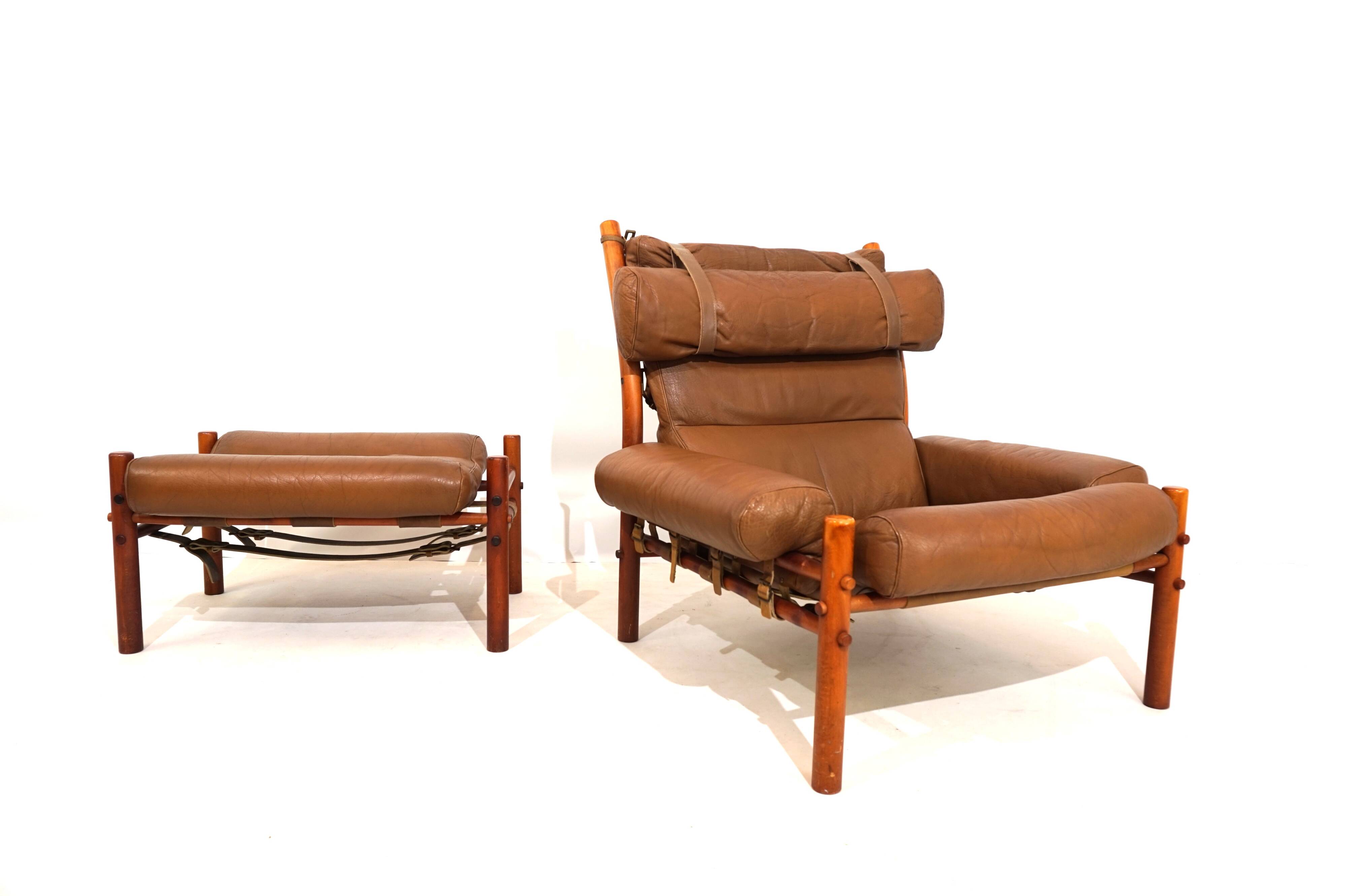 Arne Norell Inca chair with ottoman for Norell AB