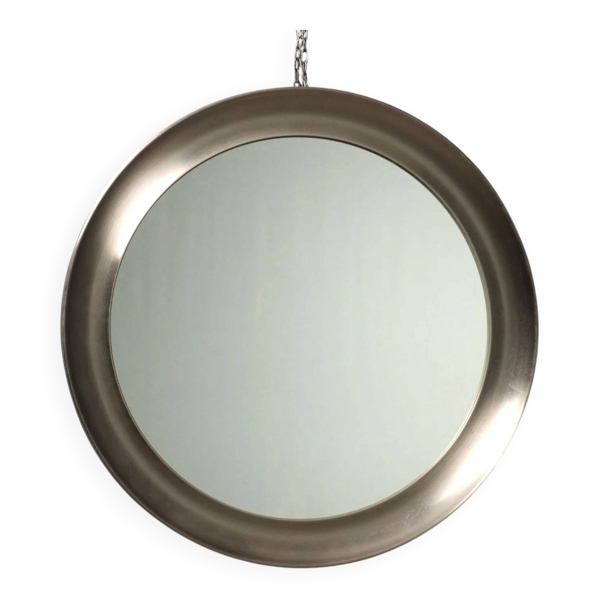 Vintage round mirror, iron and glass frame, Italy, 1960s