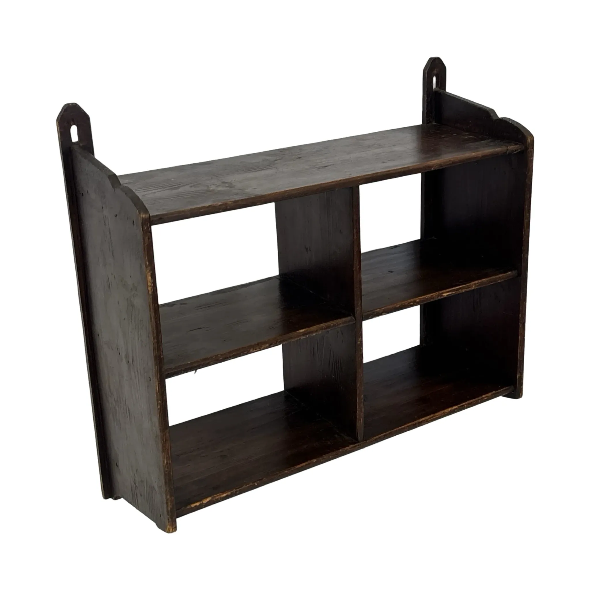 Vintage wooden wall shelve rack in oak brutalist minimalist design