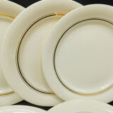 Set de 8 assiettes plates Villeroy & Boch Mettlach crème et Or.