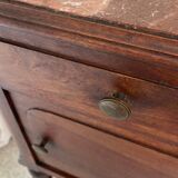 Antique bedside table in wood and marble