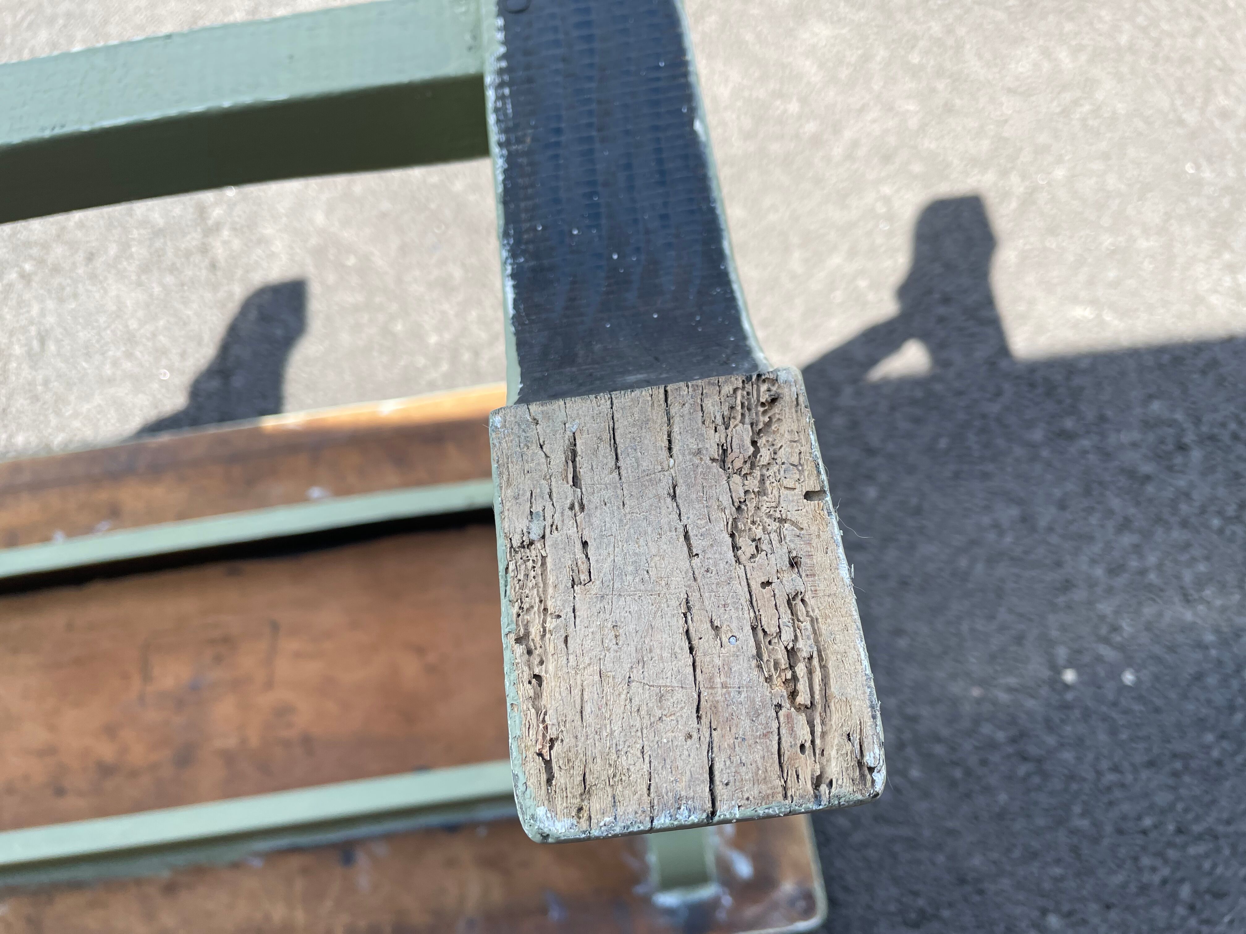 Patinated green baluster table