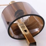 Danish Gilt Brass & Smoked Acrylic Glass Sconce from Hassel & Teudt, 1960s
