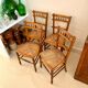 4 chaises en bois et cannage