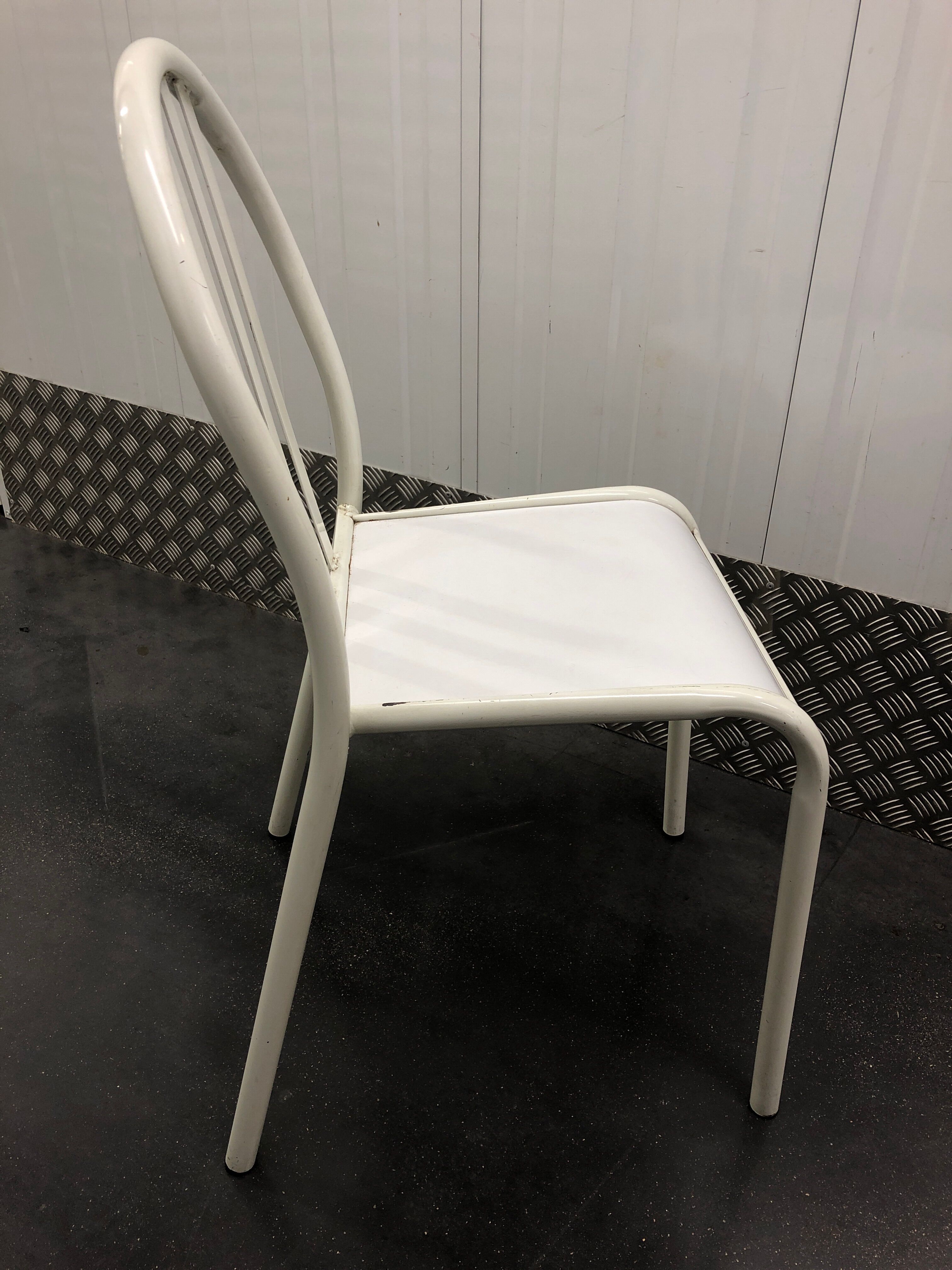 Mallet-Stevens chair with white wood and laqué metal 1970