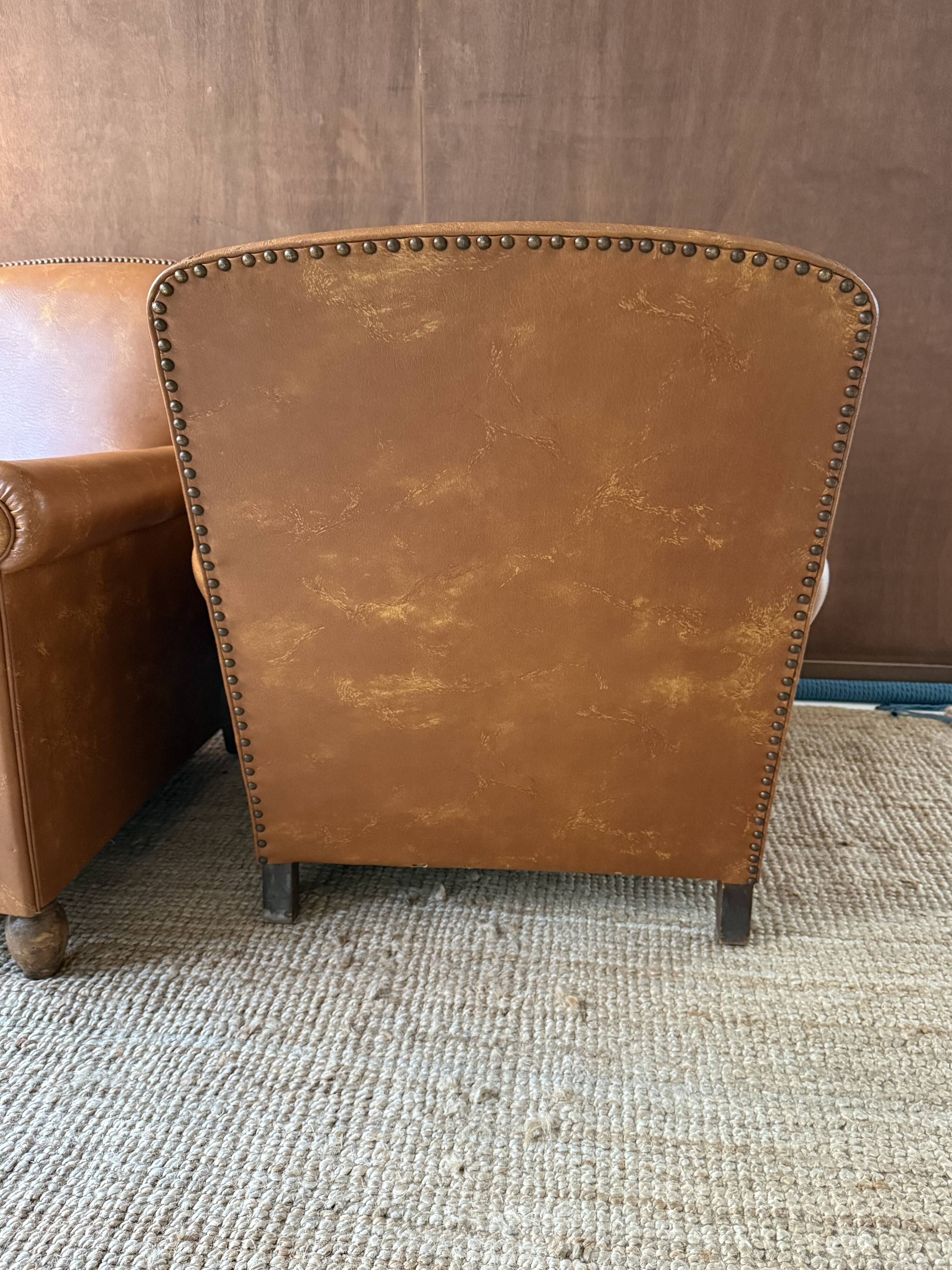 Pair of Club Armchairs in Imitation Leather